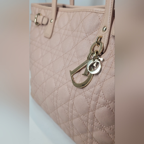 Christian Dior Pink Cannage Coated Canvas Handbag with coa card. - Picture 3 of 16